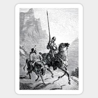 Don Quixote and Sancho Panza by Gustave Dore Sticker